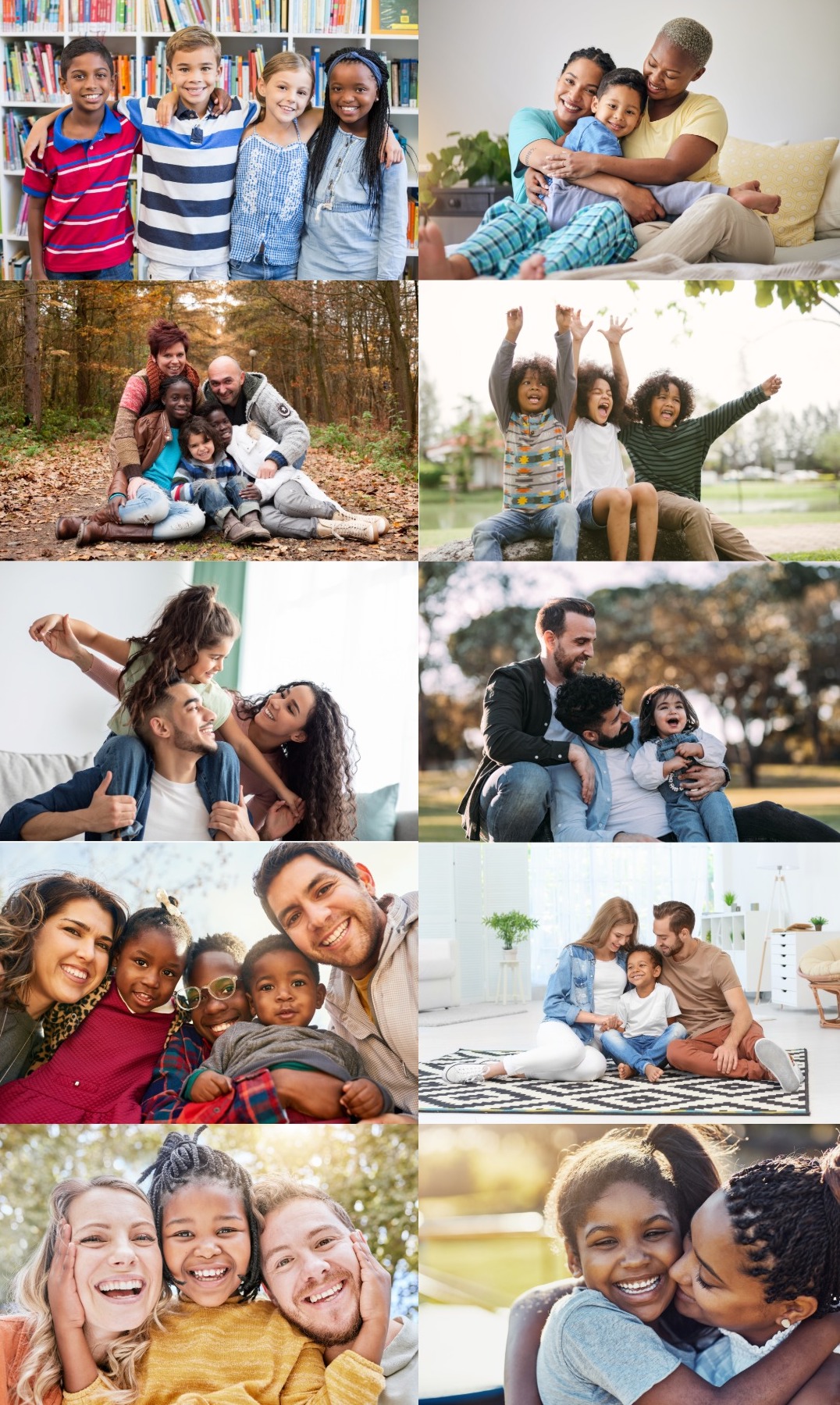 Collage of Ennis Center for Children activities and staff with families